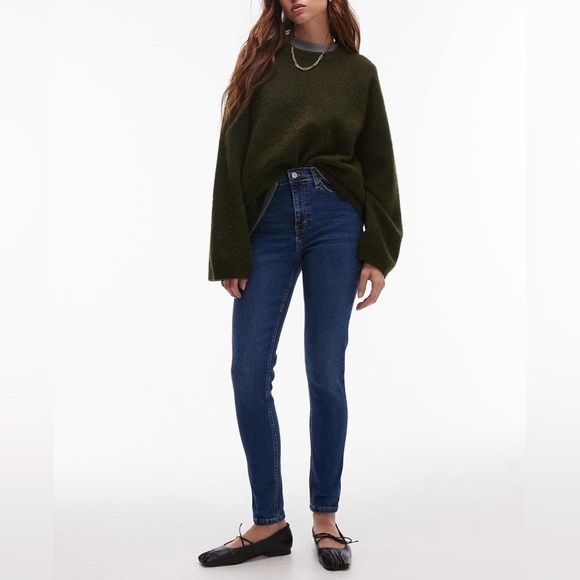 Topshop Jamie Skinny Jeans High Rise Ankle Length Dark Indigo Blue Size 26 - Picture 1 of 16